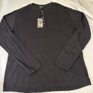 Twenty Montreal Black Heather Henley Long Sleeve Medium Made In Canada NWT F